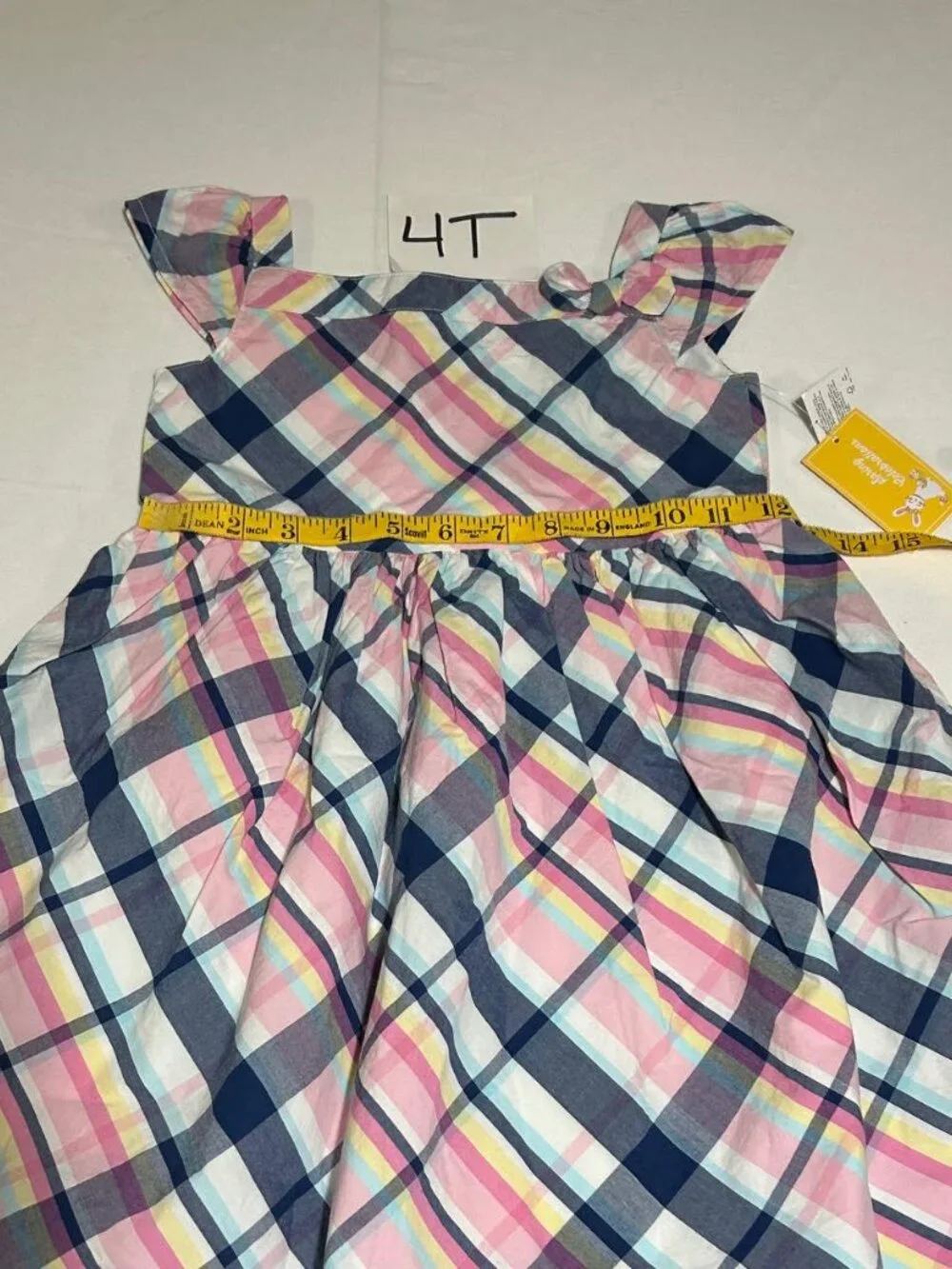 Gymboree Girls 4T Pink Blue Pastel Plaid Short Sleeve Spring Celebrations Dress